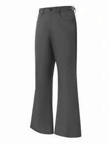 Manfinity Nomadique Pantalones acampanados de unicolor para hombres, vacaciones - Gris Oscuro - Ver 3