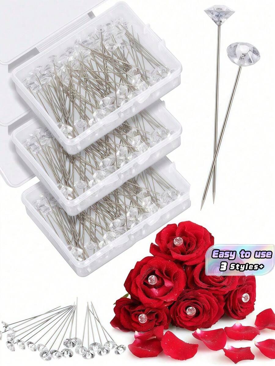 500/300/150/100/50/30/1 個水晶水鑽花卉胸針,適用於花束胸花、婚禮新娘髮飾、手工裝飾 - 彩色 - 查看 1
