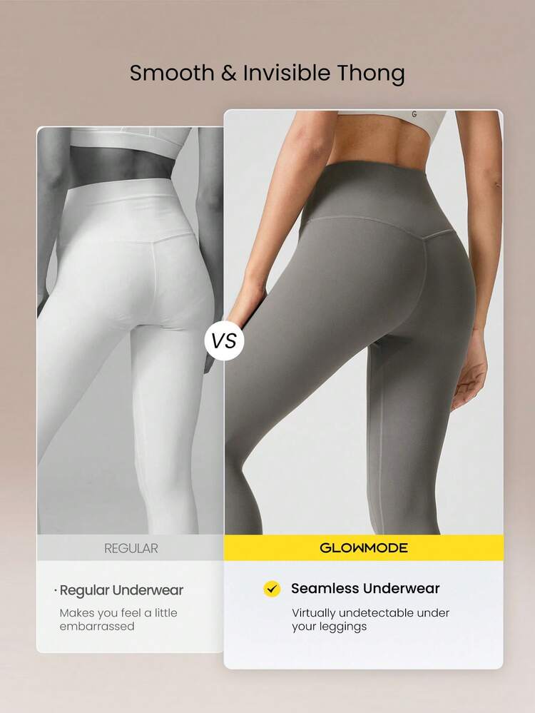2 Packs Lightweight Breathable Sweat-Wicking Low-Waist Seamless No-Show Thong Underwear Daily Workout