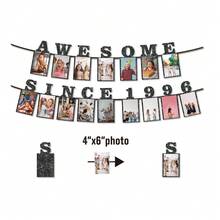 一套“Awesome Since 1996/1986”DIY字母串相框闪光横幅，黑色30/40岁生日相框横幅，30/40岁生日装饰，复古30/40岁生日派对男女通用，单身纪念日礼物 - 多色 - 查看 7