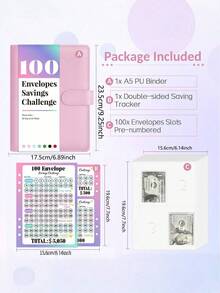 1 pieza Organizador de ahorro con 100 bolsillos numerados previamente, con sobres y seguimiento, proceso motivacional para ahorrar 5050 dólares, organizador de dinero, libro de presupuesto para adultos, regalo financiero, uso en el hogar y la oficina, imprescindible - Multicolor - Ver 3