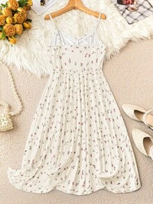 SHEIN Unity Vestido informal sin mangas con estampado floral diminuto de talla grande - Multicolor - Ver 2