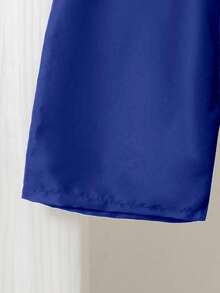 SHEIN Tween Boys Swimwear, Classic Solid Navy Blue Beach Shorts, Adjustable Drawstring Waist, Suitable For Summer Beach Vacation - Royal Blue - View 4