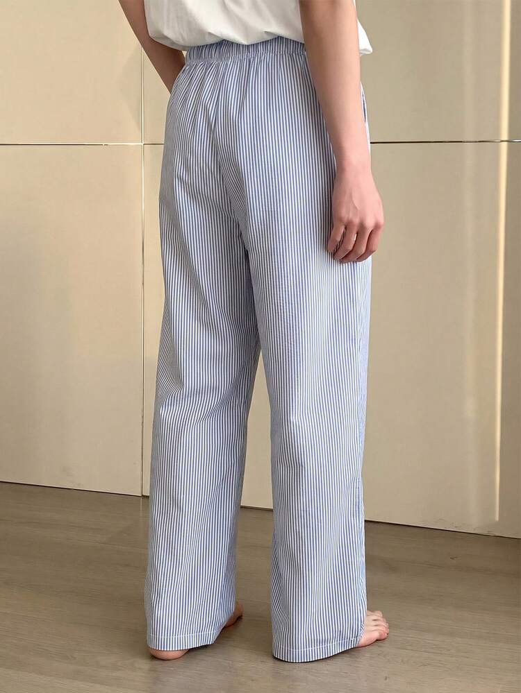 Blue Long Elastic Waist Men's Loungewear Bottoms