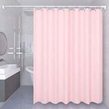 1pc Pink Solid Color Waterproof Shower Curtain (PEVA Material), Plastic Bathroom Divider, Multiple Sizes Available, Bathroom Accessory, Waterproof And Moisture-Proof, Machine Washable, Suitable For Bathroom/Balcony Partition, Shower Curtain, Solid Color Curtain - pink - View 10