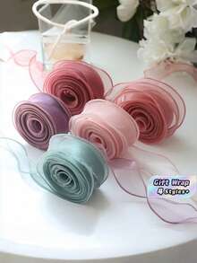 3 Rolls Chiffon Silk Ribbon Organza Satin For DIY Craft Gift Wrapping Decoration Wedding Bouquets Wreath Sewing Supplies - Swiss roll - View 1