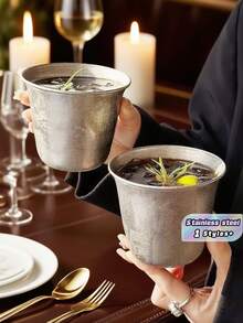 New Vintage-Style American Stainless Steel Coffee Cup, Water Cup, Cold Drink Cup, Thick Wide Mouth, Industrial Style Cup - Multicolor - View 1