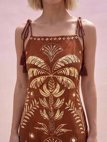 Chic Vacation Golden Banana Trees Long Dress, Boho Dress Palm Dress,Summer Dresses For Women - Brown - View 3