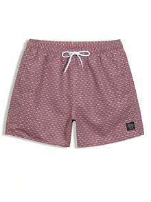 CoralVoy Men's All-Over Print Patch Pocket Drawstring Waist Casual Beach Shorts, Holiday - Brown - View 4