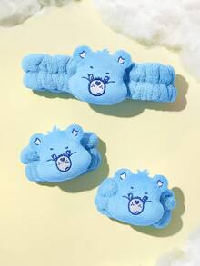 SHEIN X Care Bears 1pc Soft Absorbent Headband, 2pcs Wristband, Comfortable & Convenient For Face Washing And Bathing - Blue - View 2