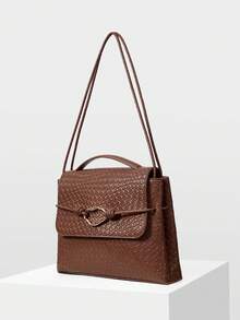 MOTF PREMIUM WOMEN'S BROWN FASHIONABLE CASUAL ELEGANT SHOULDER BAG WITH WOVEN EMBOSSED TEXTURE,LARGE CAPACITY,FOR COMMUTE, FOR SHOPPING,FOR DAILY - Brown - View 2