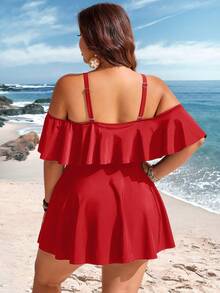 Swim Lushoire 2026 New Summer Beach Vacation Casual Plus Size Swimsuit Skirt, Red - Red - View 2