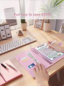 1 pieza Organizador de ahorro con 100 bolsillos numerados previamente, con sobres y seguimiento, proceso motivacional para ahorrar 5050 dólares, organizador de dinero, libro de presupuesto para adultos, regalo financiero, uso en el hogar y la oficina, imprescindible - Multicolor - Ver 9
