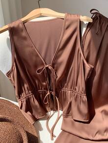 SHEIN Comfortcana Bộ đồ hai mảnh dành cho nữ - màu nâu - Xem 7