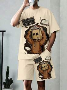 2pcs/Set Tween BoysRound Neck Short Sleeve T-Shirt And Shorts With Pockets Set - Multicolor - View 5