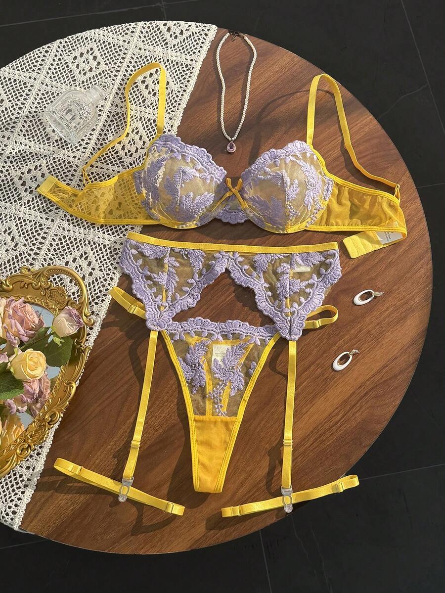 4件套女士性感内衣套装 - 彩色 - 查看 1