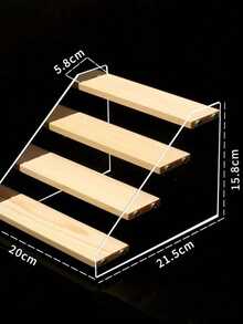 1pc Wooden Multilayer Stepped Display Stand, Wooden Multi-Tier Storage Display Riser For Collectibles, Action Figures, Perfume, Cosmetics, Multipurpose Display Shelf - Beige - View 21