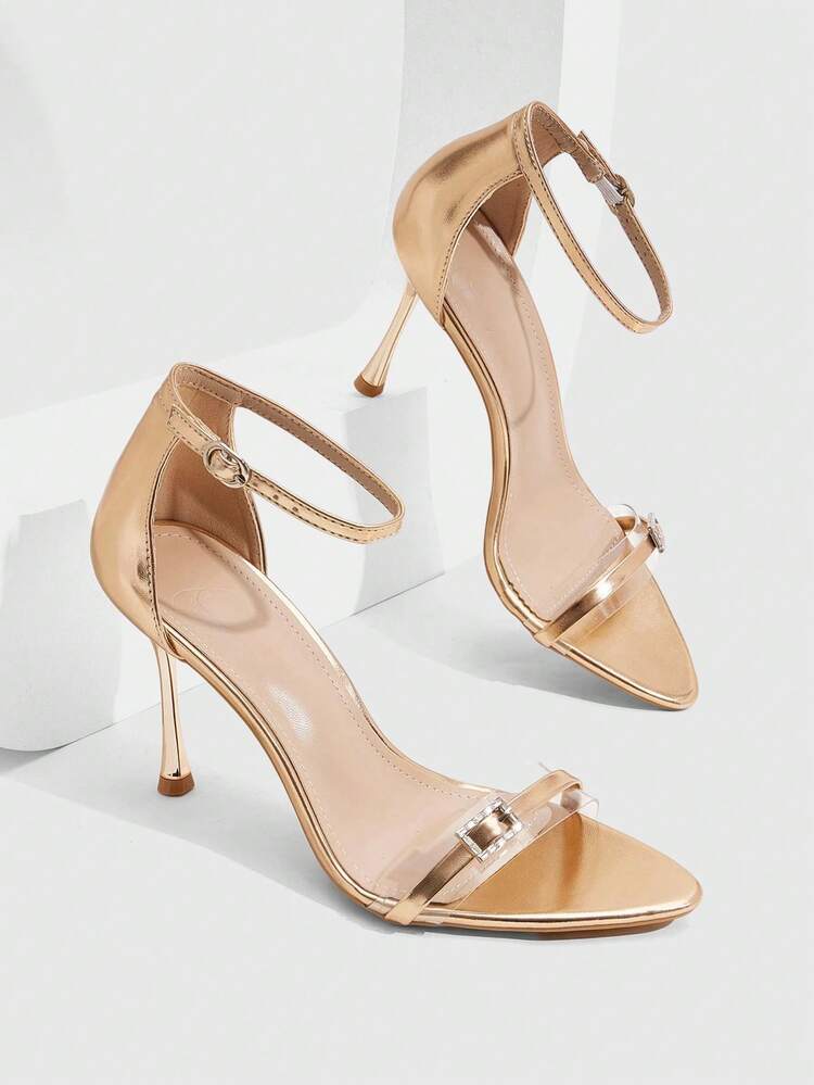 CUCCOO SZL Women Shoes Pointed Stiletto One-Word Strap Sexy Fashion Gorgeous Back Ankle Strap With Skirt Banquet Party Nightclub Women High Heel Open-Toed Sandals