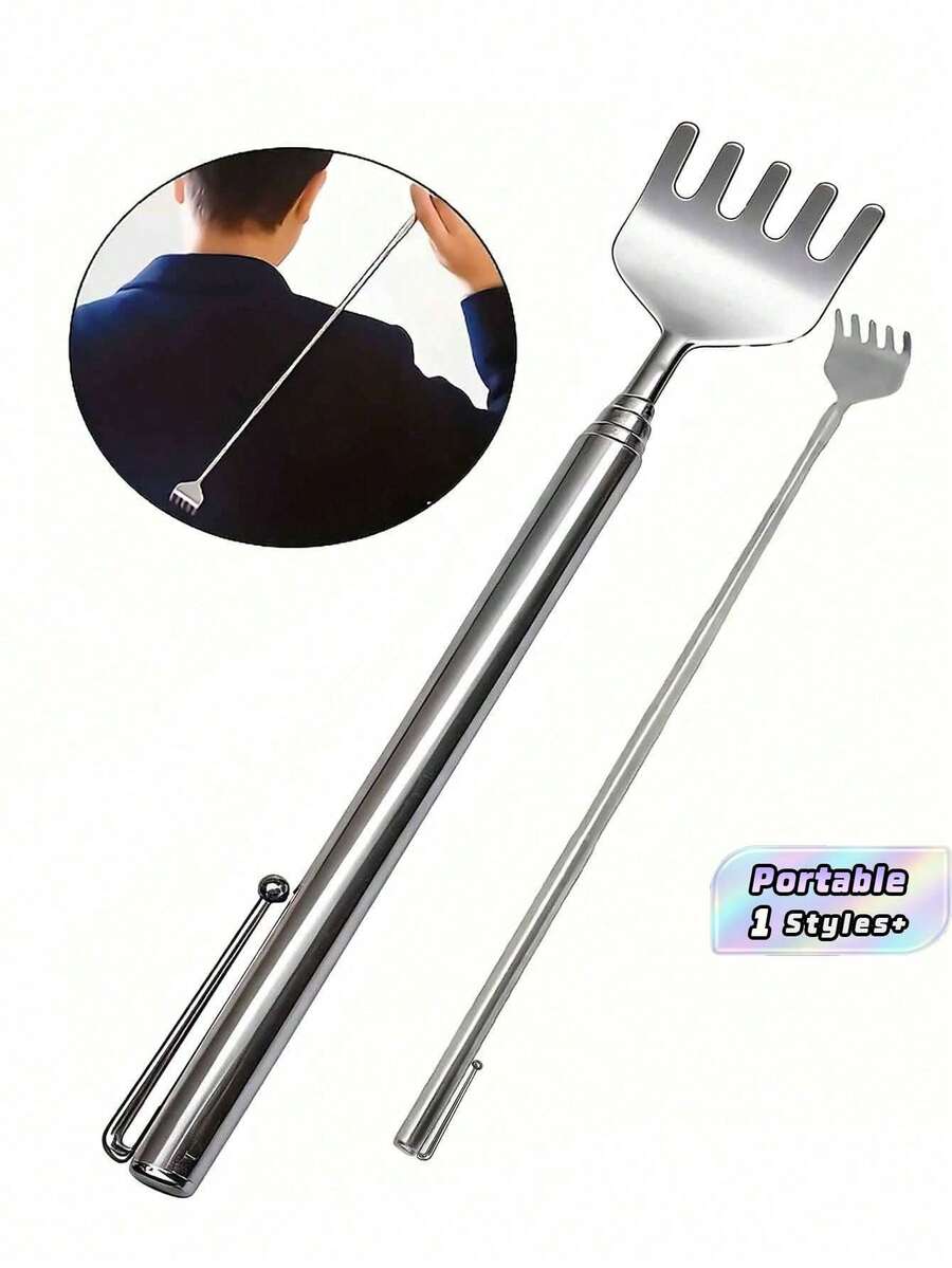 Pen-Style Retractable Back Scratcher - Stainless Steel Portable Itch Relief Tool, Multi-Function Massager For Travel/Home/Elderly