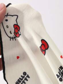 HELLO KITTY | DAZY 女款字母與卡通印花上衣短褲休閒家居睡衣套裝 夏季 - 白色 - 查看 7