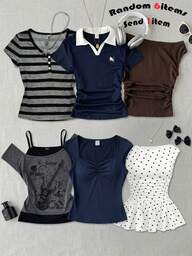 SHEIN Teen Girls Striped Collar Contrast Button Front Short Sleeve Casual Top