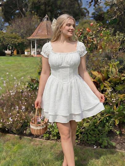 SHEIN MOD Kích thước lớn Của phụ nữ Nếp gấp Phần Ngực Ống tay áo Romper