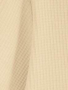 Manfinity Homme Plus Size Men's Solid Color Patch Pocket Front Button Casual Short Sleeve Jacket - Khaki - View 6
