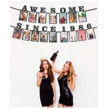 一套“Awesome Since 1996/1986”DIY字母串相框闪光横幅，黑色30/40岁生日相框横幅，30/40岁生日装饰，复古30/40岁生日派对男女通用，单身纪念日礼物 - 多色 - 查看 5
