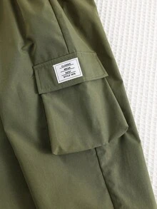 SHEIN 2 件套年轻男童休闲宽松无袖印花上衣和抽绳裤套装，百搭服装 - 彩色 - 查看 6