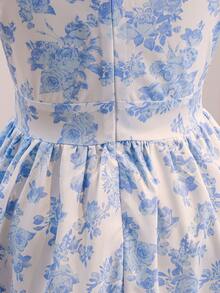 Mädchen Satin Kleid, apricotfarben, hochwertige Kinderkleidung, Geburtstagskleider, Mädchen Plisseerock - Blau - Übersicht 6