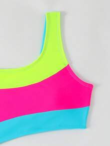 SHEIN Bộ bikini đan dây bất đối xứng cho bé gái tuổi teen, thiết kế eo khoét sâu, đồ bơi một mảnh thời trang và thanh lịch, thích hợp cho bơi lội và đi biển mùa hè - Nhiều màu - Xem 4