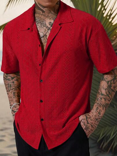 Manfinity RSRT Plus Size Men's Short Sleeve Single-Breasted Casual Shirt