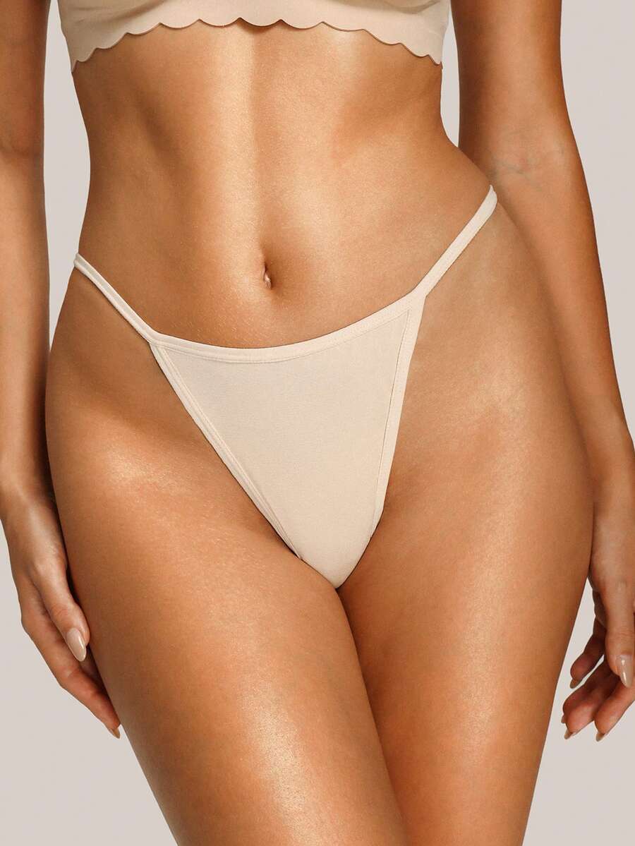 1 pieza Tanga cómodo y minimalista de tela modal para mujer - Albaricoque - Ver 1