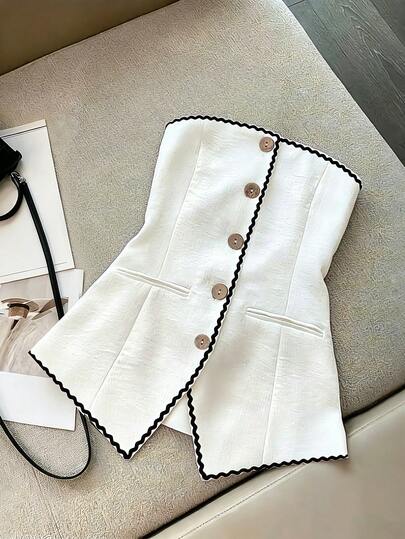 SHEIN Franclia Áo sơ mi nữ mùa hè kiểu dáng thường ngày, họa tiết hoa 3D, cổ yếm, cài nút.