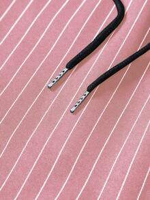 Manfinity Hypemode Men's Striped Letter Print Zip-Up Jacket And Casual Drawstring Waist Long Pants Set - Baby Pink - View 6