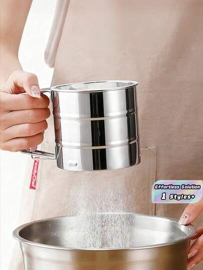 1PC Stainless Steel Handheld Flour Sieve, Baking Sugar Powder Filtering Tool