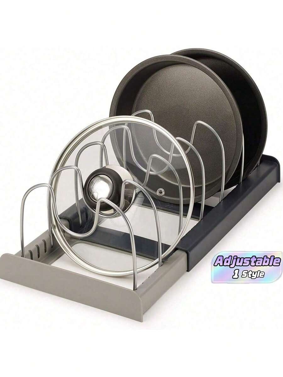 1 Bộ Giá Kệ Nhà Bếp Điều Chỉnh Được, Thép Không Gỉ, Có Giá Để Nắp Nồi, Giá Để Bát, Kệ Để Đồ Trên Mặt Bàn Có Thể Mở Rộng, Khay Thấm Nước, Ngăn Kéo
