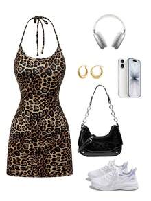SHEIN Sweetro Sweetra Women's Leopard Print Mermaid Hem Fitted Elegant Halter Neck Dress Maxi Women Outfit Flirla Women Leopard Print Halter Neck Bodycon Fish Tail Dress Maxi Women Outfit Women's Leopard Print Mermaid Hem Fitted Elegant Halter Neck Dress Maxi Women Outfit SHEIN Unity 1pc Women Minimalist Fashion Elegant Elegant Short Dress Y2K Outfit Holiday Party Birthday Dress  Maxi Women Outfit - Multicolor - View 2