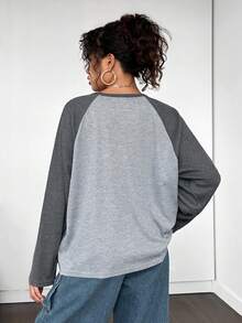 Leap Crew Teen Girls' Colorblock Waffle Knit Star Print Long Sleeve Casual T-Shirt - Grey - View 2