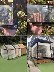 1 片大号透明防水防风聚乙烯篷布，带绳索、扣眼和挂钩，用于冬季防雪、窗户遮盖、PVC 薄膜、温室遮阳、户外花园遮阳。 - 多色 - 查看 9