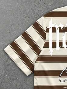 Manfinity EMRG Unisex Retro Street Portrait Print Striped Short Sleeve Shirt, Music Festival Shirt - Multicolor - View 4