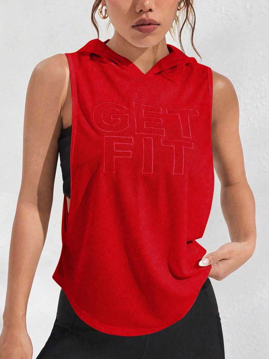 Easithlete Women's Casual Hooded Sleeveless Sweatshirt For Sports & Daily Wear - Red - View 1