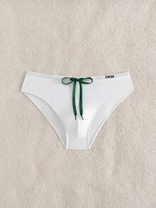 Manfinity KASUA Men's Beach Vacation Letter Print Drawstring Swim Trunks, Holiday - White - View 4