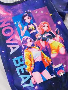 2件套少女短袖短裤睡衣套装，未来主义“NOVA BEAT”主题夜光印花睡衣，采用弹力舒适面料，适合休闲居家穿着。 - 彩色 - 查看 7