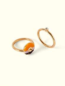 Two Fashionable And Beautiful Simple Exquisite Elegant High-End Light Luxury Ring Set - donut - View 2