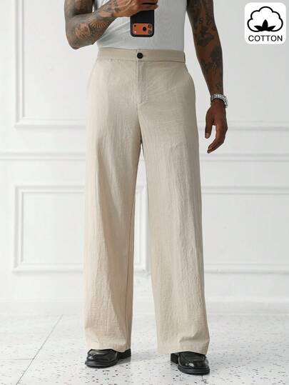 HUEFORM Men's Old Money Relaxed Fit  Pants, Washed Cotton Fabric, Casual Lounge Pants Suitable For Going Out For Summer