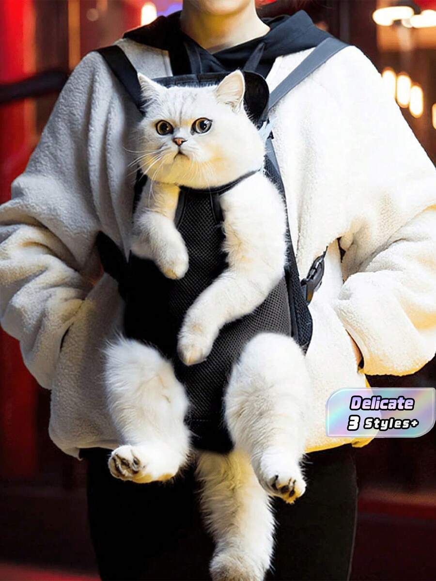 1 件装前开式宠物狗背带，胸前背包，宠物猫幼犬手提包/斜挎包，适用于小型幼犬，猫咪背带/猫包