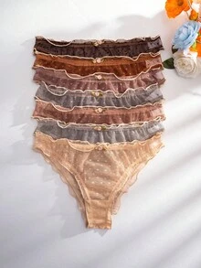 PetitDoll 7条/包 心形网纱丁字裤 - 彩色 - 查看 6