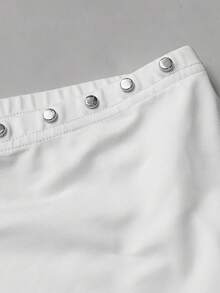 Maweii Summer Solid Color Sexy Fitted Studded 7/8 Yoga Pants - White - View 7