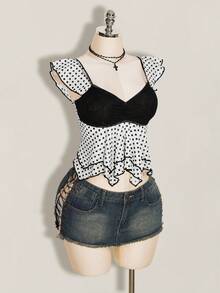 ICON Top tipo camiseta sin mangas para mujer con fruncido delantero, ajuste ceñido, insertos de malla sexy y recorte en la espalda, ideal para uso casual en la playa o de vacaciones - Blanco y Negro - Ver 6